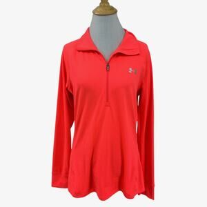 Under Armour Shirt Womens Medium Neon Semi Fitted AllSeasons Gear Quarter Zip